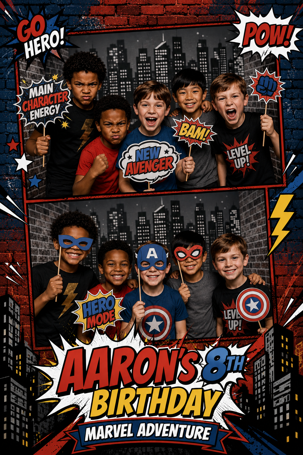 Birthday party photo booth moment